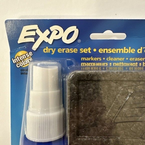 Low Odor Dry Erase Set : 4 Markers, White Board Eraser, Cleaner Spray NEW SEALED - Picture 2 of 7